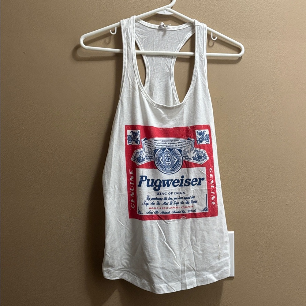 Arm the Animals Anvil White racerback Tank Top with Red and Blue Design